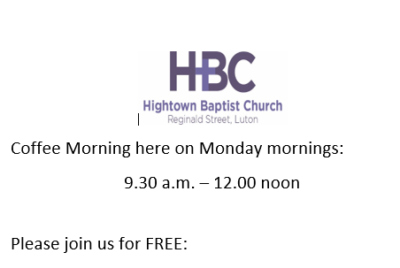 Free Coffee Morning/Clothing Bank every Monday High Town Baptist Church