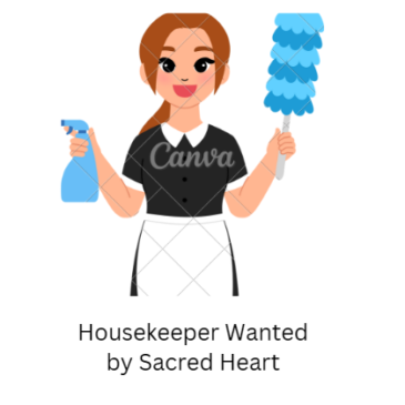 VACANCY: HOUSEKEEPER (PERMANENT ROLE) Sacred Heart, Luton, apply by 13th September