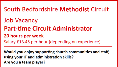 Part time circuit administrator sought by South Bedfordshire Methodist Circuit